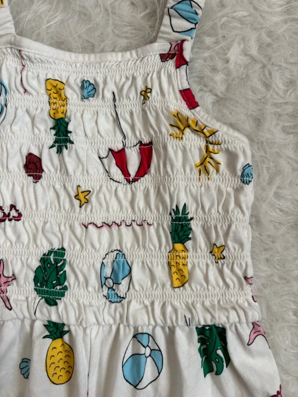 Old Navy Girls Multi Colored Tropical Beachy AOP Smocked Romper